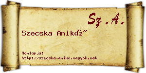 Szecska Anikó névjegykártya